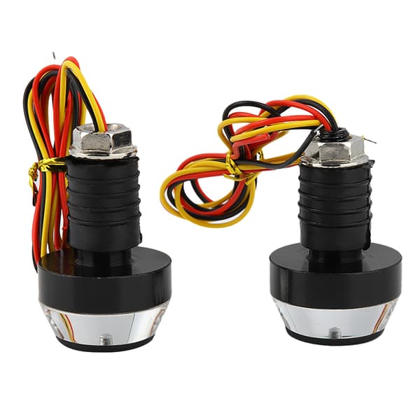 DC12V Motorcycle LED Turn Signal Lamp Grip Bar End Plug Handlebar Light White Yellow