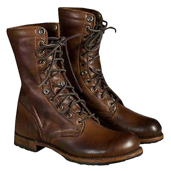 Punk Style Herr Retro Snörning Motorcykel Ankel Boots Combat Skor