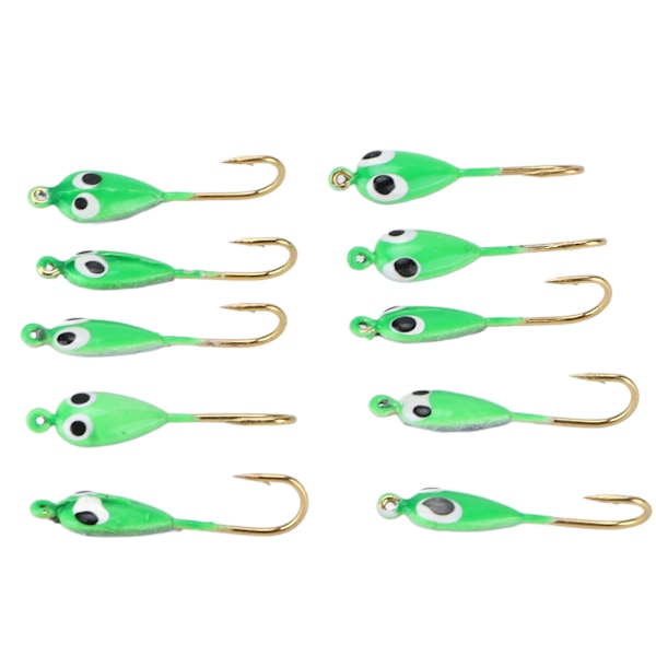 10 Styck Isfiske Jiggar Hullingförsedda Vinter Jigging Lures Mini Krok Tillbehör Grön grodyngel Form