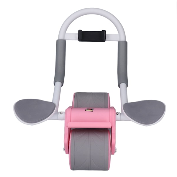 Abdomen Roller Träningshjul Automatisk Rebound Abdomen Roller med telefonfäste för gravid kvinna Rosa
