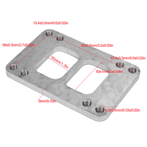 Rustfritt Stål Turbo Manifold Flens Adapter T6 til T4 Delt Eksos 8 Hull
