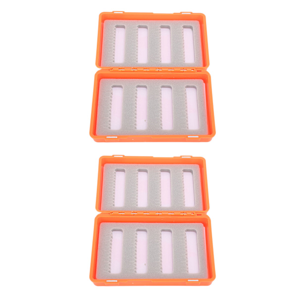 2 stk Fiskefluer Krogboks Orange Plast Flugfiskeri Tilbehørsboks