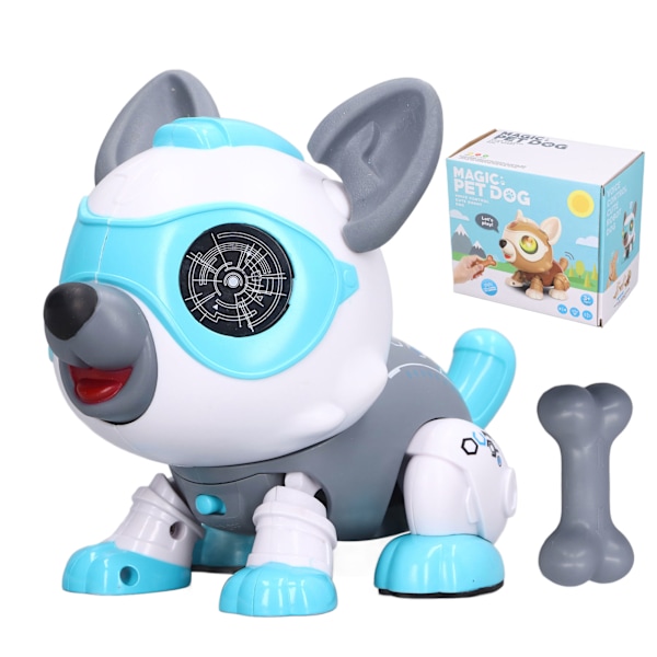 Robot Hund med Fjernkontroll, Berøringsensor, Avtakbar Robot Hund Valp Leke, Stemmestyrt for Barn, Blå
