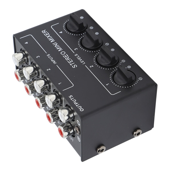 CX400 Mini Passiv Stereomixer Mini Bærbar Stereo 4-kanals Mixer for CD-spiller Båndopptaker Datamaskin Mobiltelefonnettbrett Datamaskin Svart