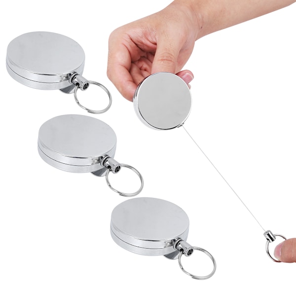 5 cm all metall lätt dragknapp anti-förlorad stöldskyddsnyckelring hög rebound infällbar