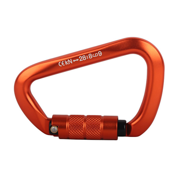 Hållbar Karbinhake i Flygplansaluminium med Automatisk Lås, D-Form, Säker för Klättring, Camping utomhus (Orange)