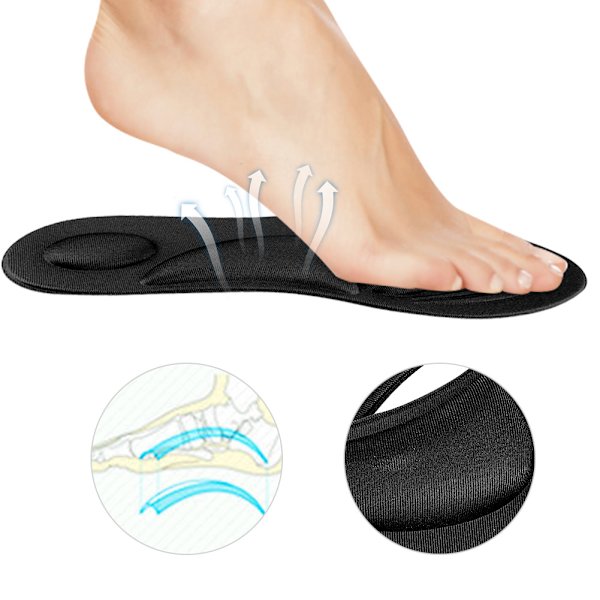 Ortotiska innersula Flat Feet Arch Support Memory Foam Insole Shoe Pad Comfort Black for Men