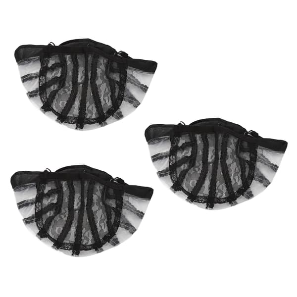 3-pack elastiskt peruknät slitstarkt svart nylon andningsbart töjbart löshårsskydd för cosplay-smink