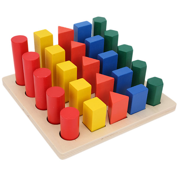 Trä baby geometriska byggstenar Färgglada baby block Game Pedagogisk leksak gåva