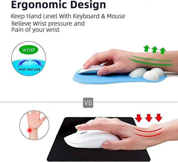 Kattpote musematte med håndleddsstøtte, bærbar ergonomisk sklisikker spillmusematte