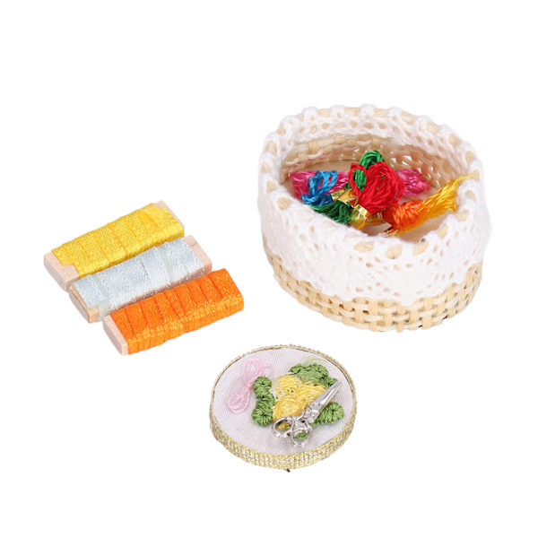 1:12 Dockhus Minibroderiverktyg Broderitillbehör för barn Låtsasspela spel