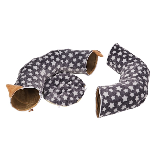 Katt Hund Tunnel Seng Stor Diameter Lang Crinkle Sammenleggbar Katt Tunnel Rør Seng med Pute for Kjæledyrleker Grå Stjerne