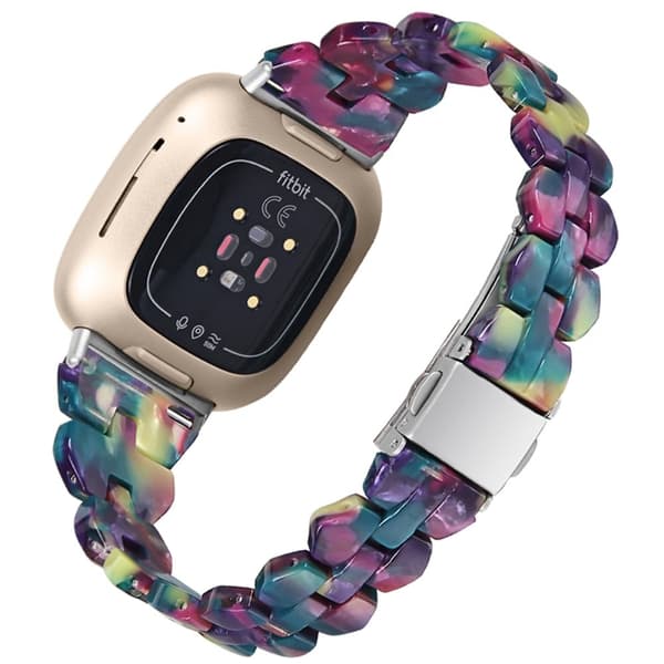Fitbit Sense / Versa 3 urrem i harpiksstil Lilla Grøn Blomst multifärg multicolor