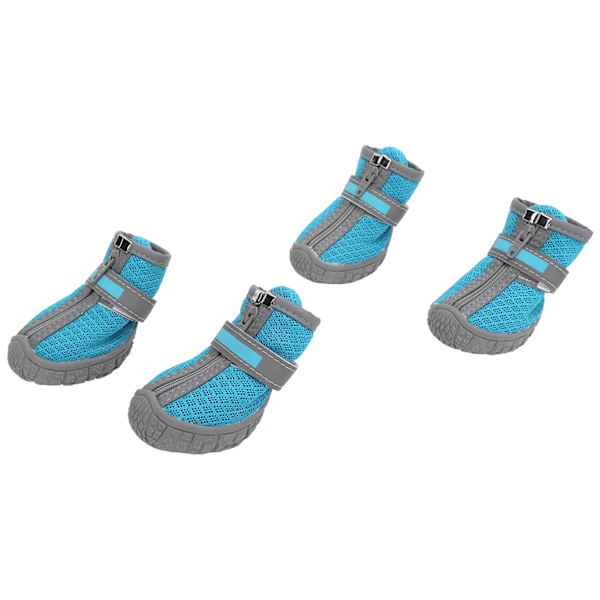 Små Hvalpe Sko Letvægts Udendørs Åndbar Anti-Slip Støvler Kæledyrstilbehør (Søblå (9-Huls Net) Størrelse 4)
