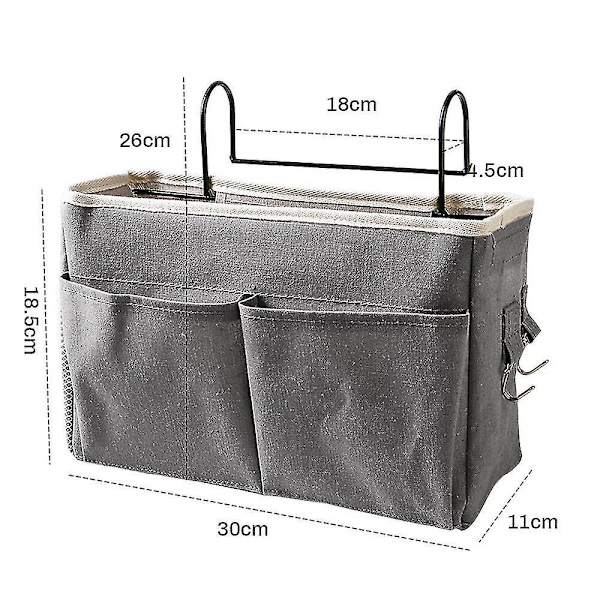 Sänghängande Organizer Fickförvaring Väska, Canvas Garderob Tidskrift Tote Organizer, Vit
