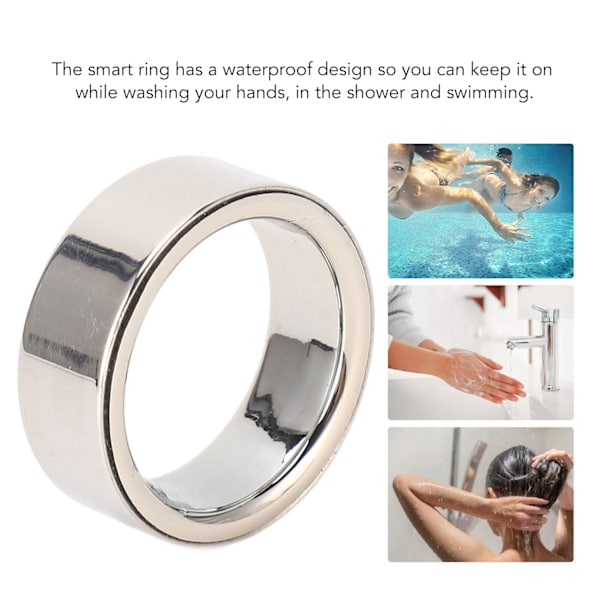 Smart Health Ring Fitness Tracker Bluetooth för sömnövervakning Blodsyrespårning Vattentät Uppladdningsbar Silver