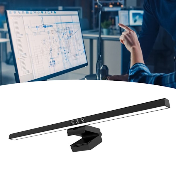 Datorskärmens ljusfält Minska ögontrötthet Touch Control LED Datorskärmslampa 60min Timing Svart