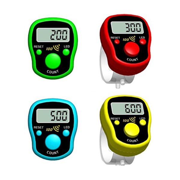 Slumpmässig Färgad Fingerräknare Digital LED Elektronisk Handhållen Räknare Klicka Finger Ring Siffra Stickmarkör