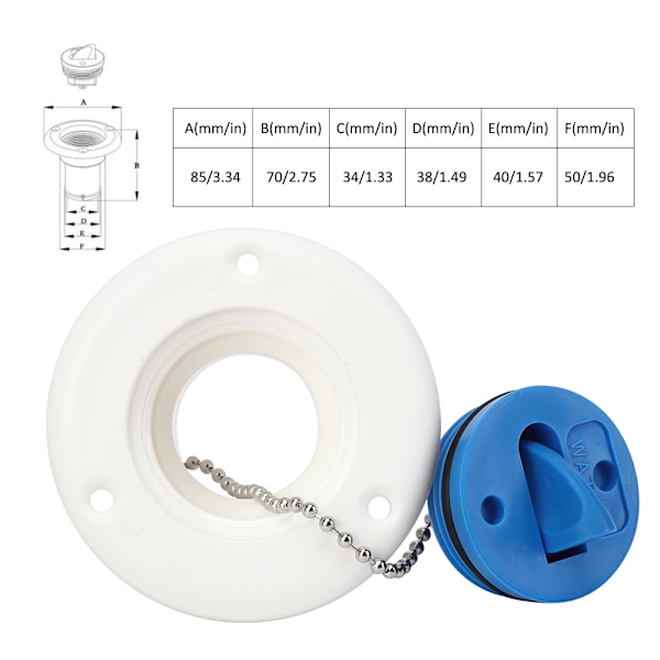Plastic Water Hatch, Filling Accessory for Yacht RVs Conversion White