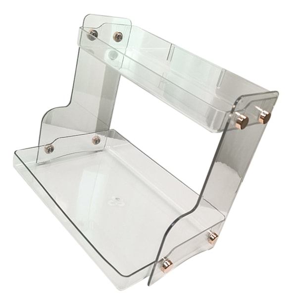 Stationary Storage Rack Double Layer Space Saving Multifunctional Desk Organizer for Dorm Office Transparent