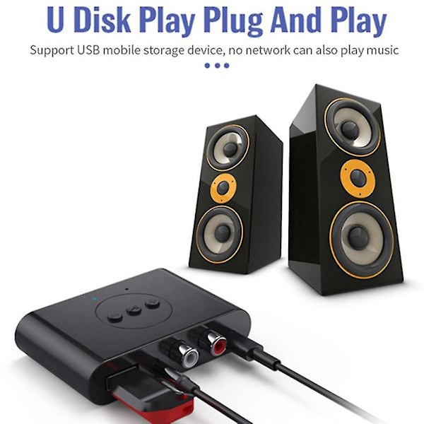 Bluetooth 5.2 NFC USB-flashdrev Lydmodtager Stereo Musik Trådløs Adapter