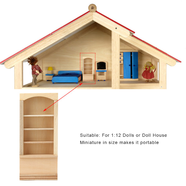 1:12 Dukkehustræbogreol Model til Dukker DIY Dukkehussmøbler Tilbehør Bogreol