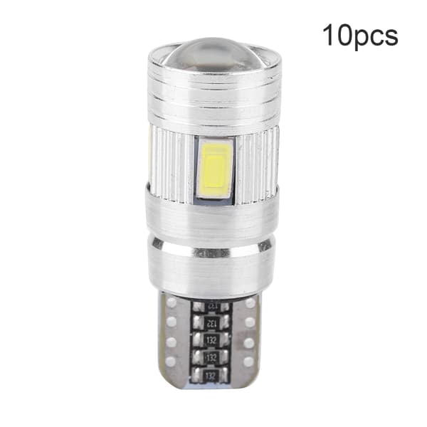 10 stk T10 5630 6SMD W5W Bil Dekoding LED Canbus Pære Feilfri Sidemarkør Nummerplate Lys