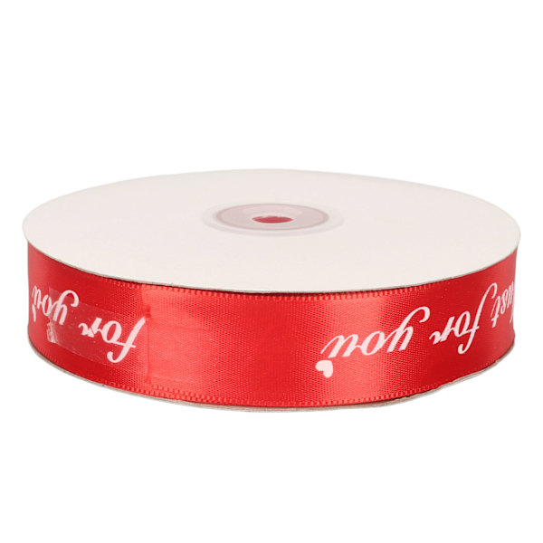 2,5 cm Bred Satinbandrulle 100 Yard Tryck \"Just for You\" Tygbandsrulle för Bröllop Födelsedag Presentinslagning Dekor