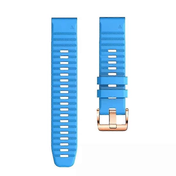 Klokkerem til Garmin Fenix 7s / 6s Pro / 5s Plus / Instinct 2s, horisontale striper silikonrem 20 mm med rosegullspenne Blue