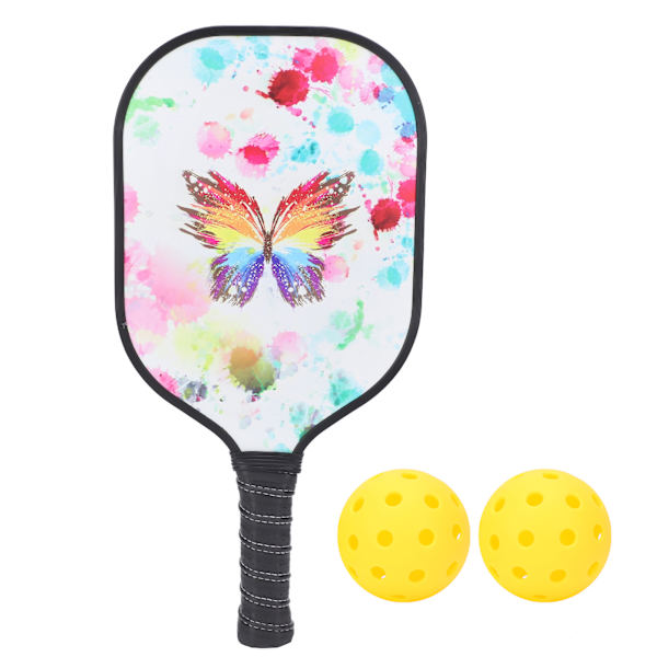 2 st Pickleball Paddel Set Utomhus Sport Bärbar Kolfiber Racket med 2 Bollar