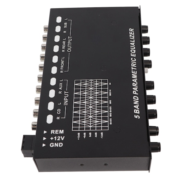 Bilstereo Equalizer Justerbar 5 Bands Exakt Tuning EQ Tuning Crossover Förstärkare Grafisk Equalizer