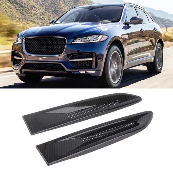 2 st Kolfibertextur Fender Sida Luftventil Utloppsskydd Passar Jaguar XF XFL XE