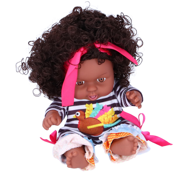 25 cm / 9,8 tum afrikanska flickdockor Naturtrogna babylekdocka Barn Småbarnsleksak FödelsedagspresentQ8-051C