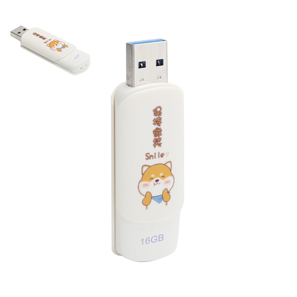 U Disk Bærbar USB2.0 Minnepenn for Student Søt Datalagring Minnebrikke Gave (Skyvedeksel Keep Smiling 16GB)