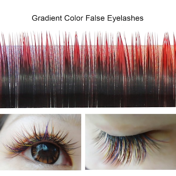 Gradient Färg Skönhet 3D lösögonfransar Tjocka ögonfransar Förlängning Makeup Tool 10mm