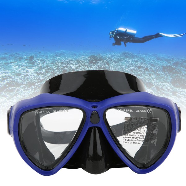 Voksne dykkerbriller svømming dykking snorkelutstyr anti-tåke undervannsbriller blå
