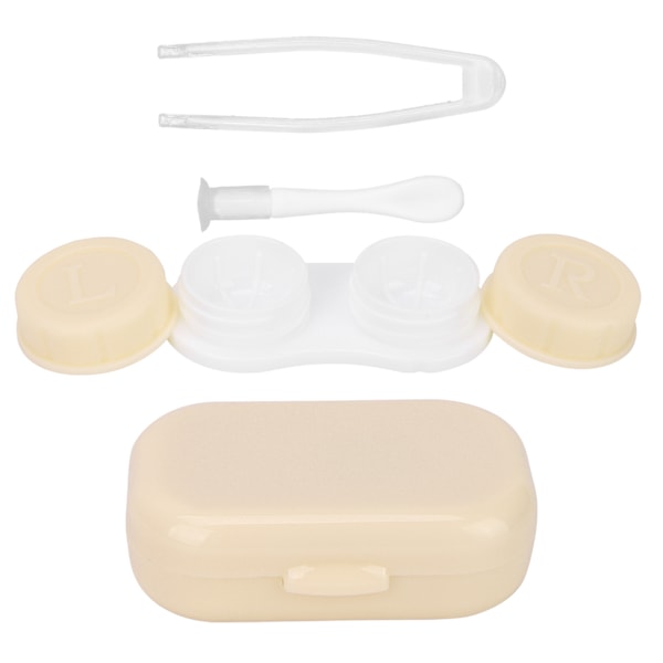 Mini Travel Kontaktlins Box Set Pincett Remover Stick Portabelt kontaktlinsfodral Gul