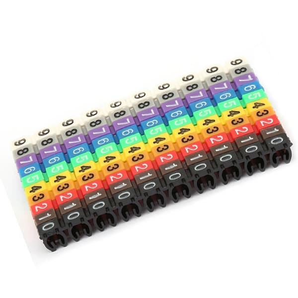 Digitale Nummerrør Trådnummer Etiket Rør Kabelmarkering Farverige (100 stk 2,5 mm²)