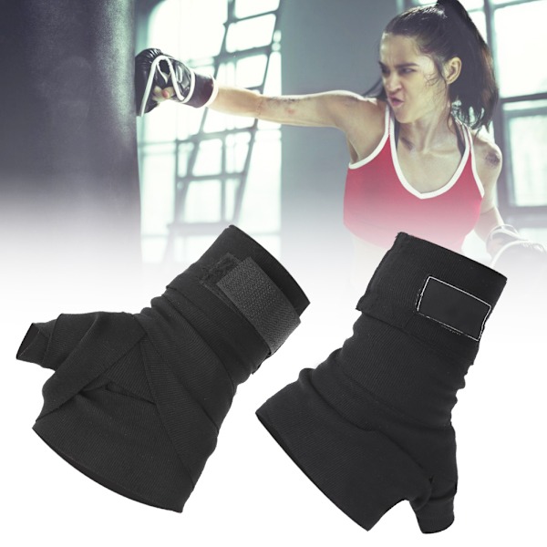 Ett par svart polyuretan 3M Boxning Lindningsbandage Fighting Sanda Muay Hand Wraps Sports Strap Svart Elastisk 3m