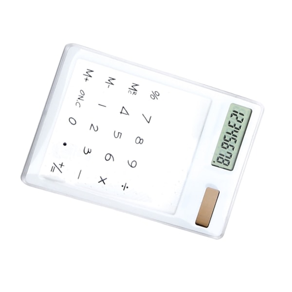 Solcelledrevet Lommeregner Touch Screen 8 Cifret LCD Display Bærbar Transparent Lommeregner til Kontor Skole Hjem Hvid