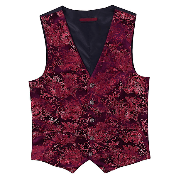 Herre Business Casual Trykket V-Hals Dressvest - Gull/Sølv (6 Farger, Størrelse M)