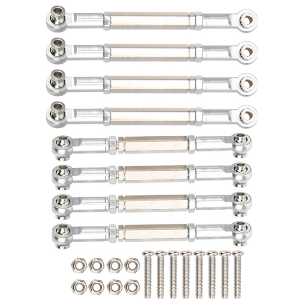 8st uppgradering metall dragstång Styrstång för WPL/MN/Feiyu 1/16 RC BilreservdelarSilver
