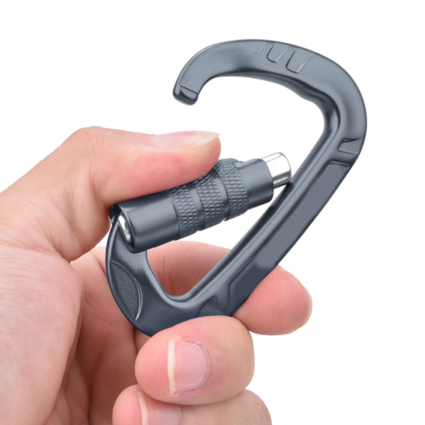 1 stk 7075 Luftfartsaluminium 12KN D-Formet Spænde Karabiner Klip Udendørs Sikkerhed Tilbehør Grå