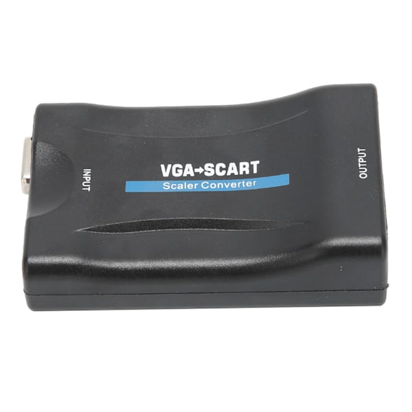 VGA till SCART-omvandlare HD Video Adapter Datortillbehör med Fjärrkontroll Laddningskabel Svart