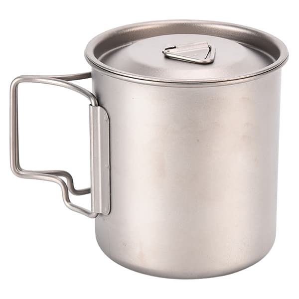 Titanium Cup 420ml High Temperature Resistance Portable Outdoor Camping Mug with Lid Foldable Handle