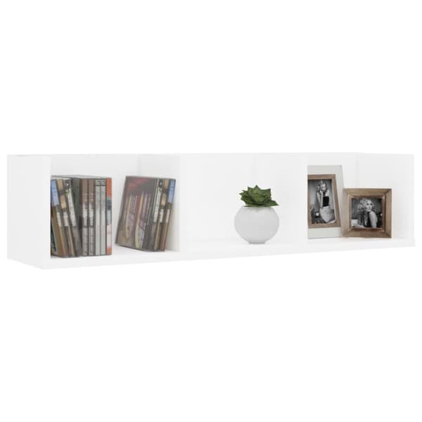 CD-hylle hvit 75x18x18 cm konstruert tre