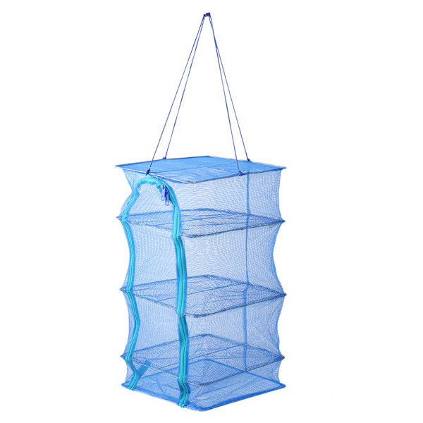 Sammenleggbar Mesh Henge Tørkestativ Nett Anti-Fluer Tørket Mat Oppbevaring Bæreveske (35CM)