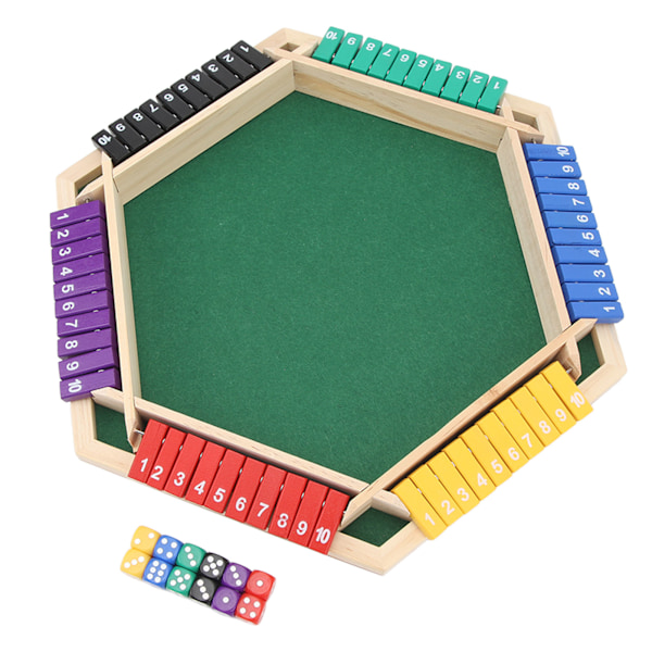 Shut The Box Terningspil 6 spillere 6-sidet træbordplade Luk kassen med 12 terninger