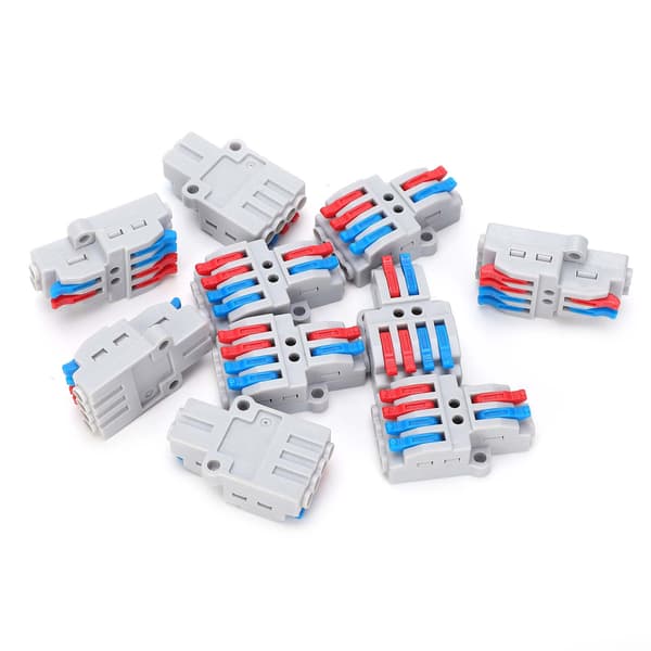 10 Pcs Wire Conductor Connector 2in4out with Fixed Hole 4mm Splitter Quick Terminal Block 600V