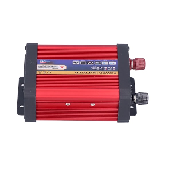 Auton muuntaja muokatulla siniaallolla, kaksi USB-porttia, 500W, lomamatkoille ja leirintäalueille 12V‑110V